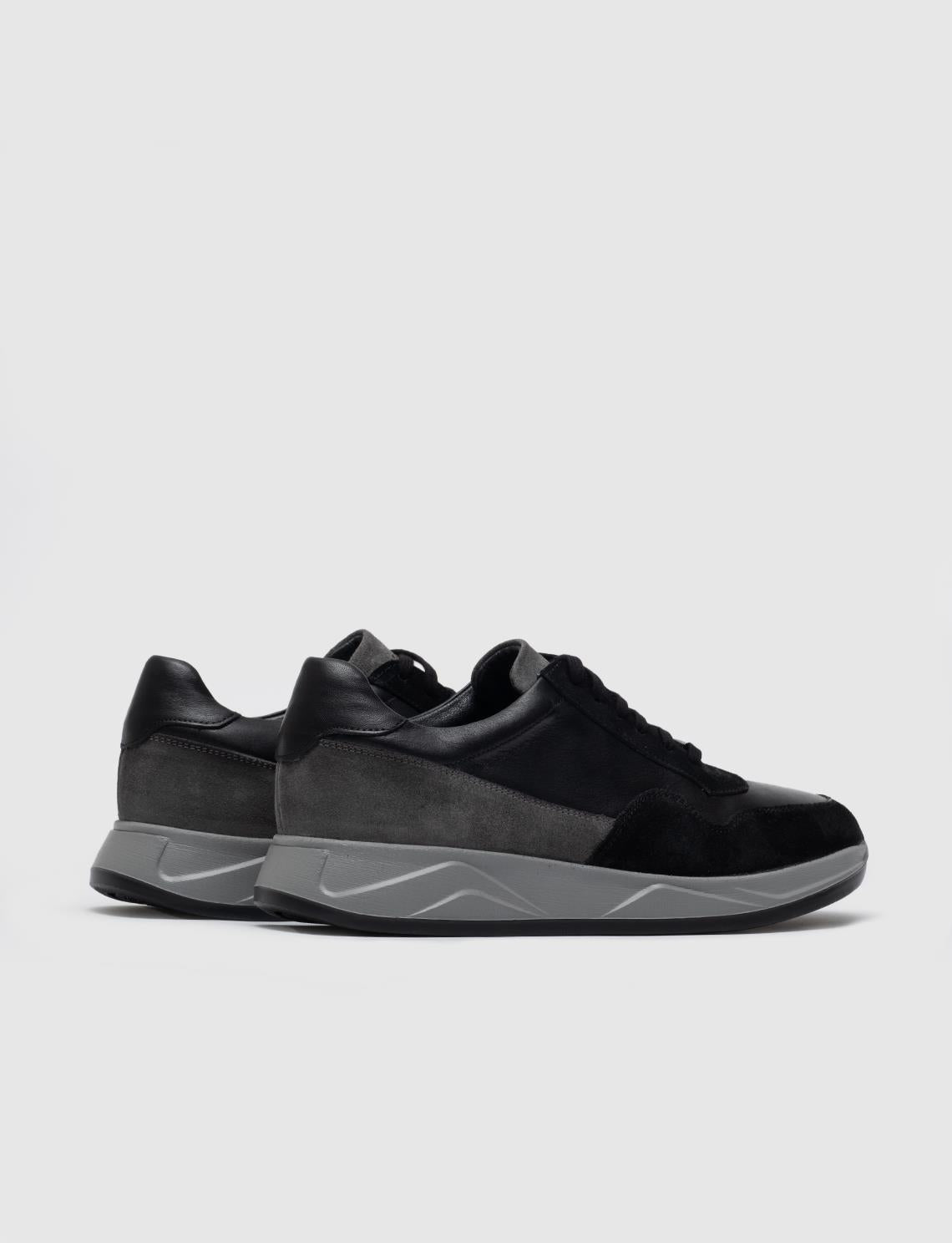 Genuine Leather Grey Suede Lace-up Men's Athletic Shoes