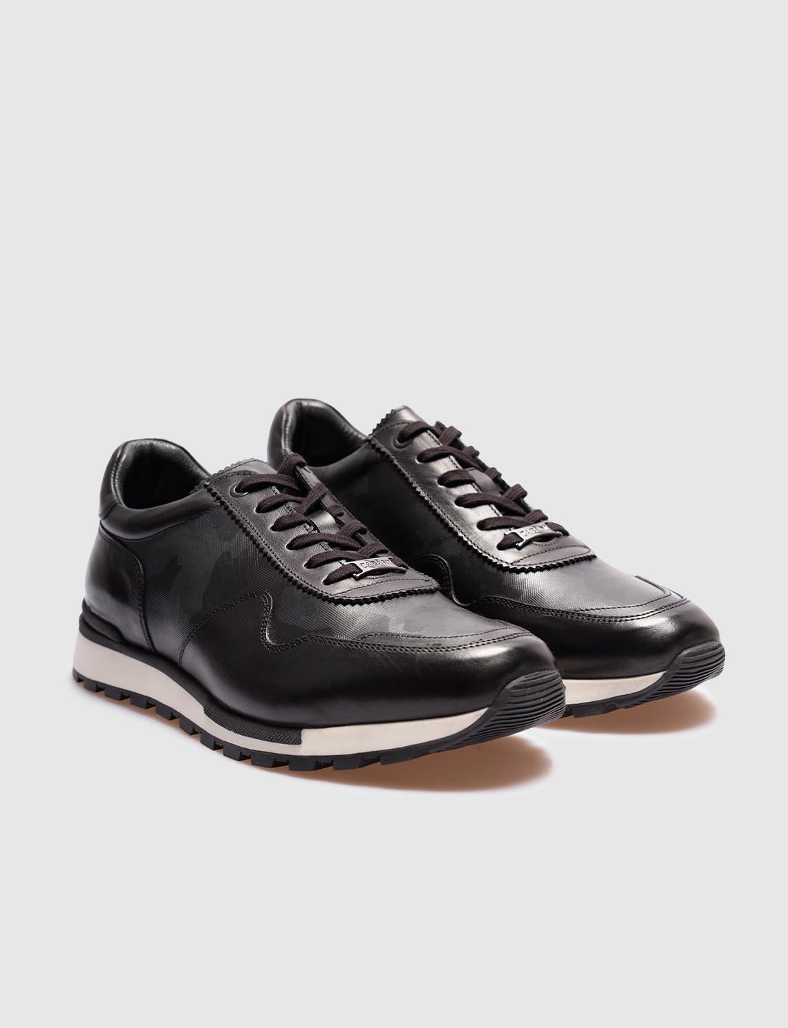 Genuine Leather Khaki Lace-up Men's Athletic Shoes