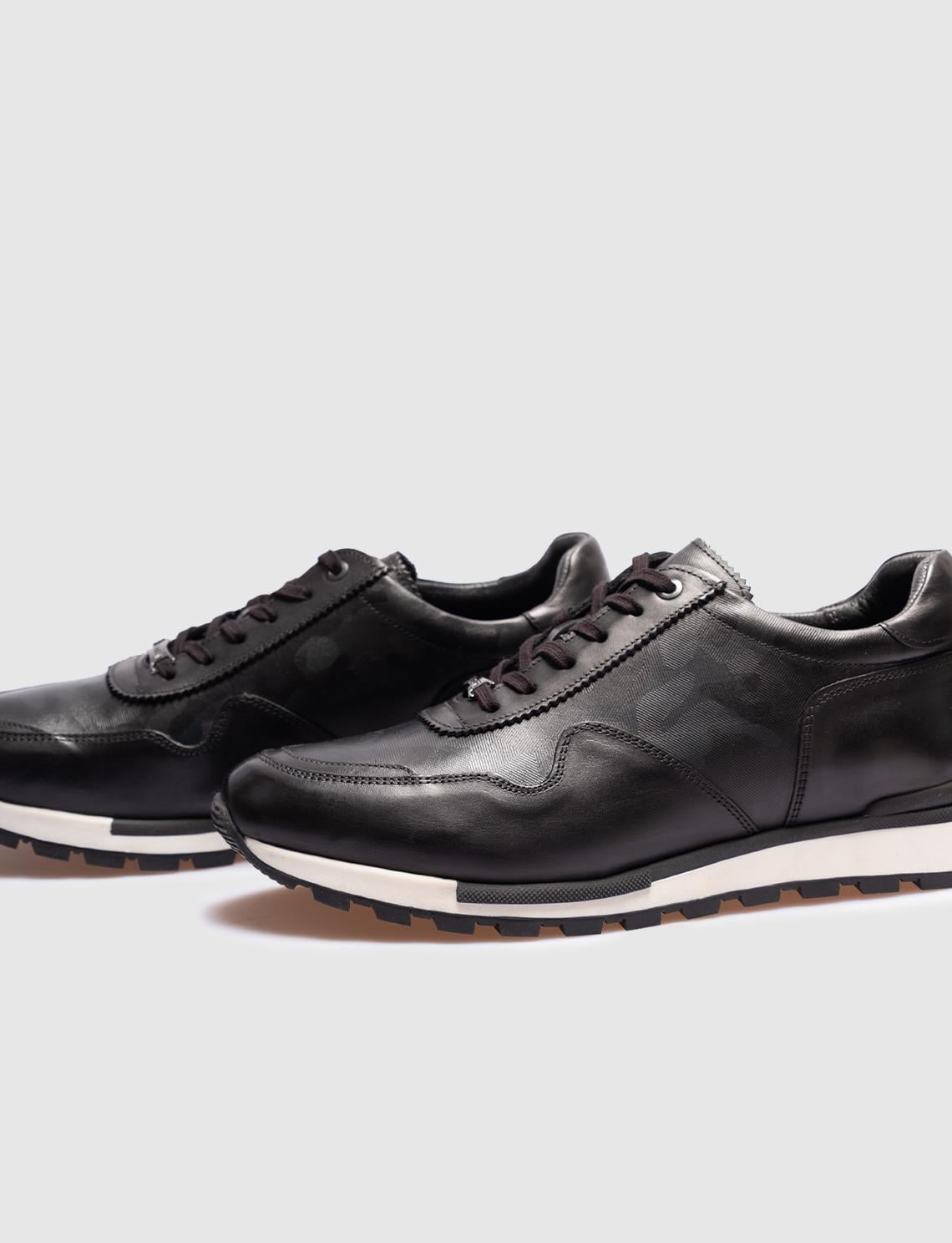Genuine Leather Khaki Lace-up Men's Athletic Shoes