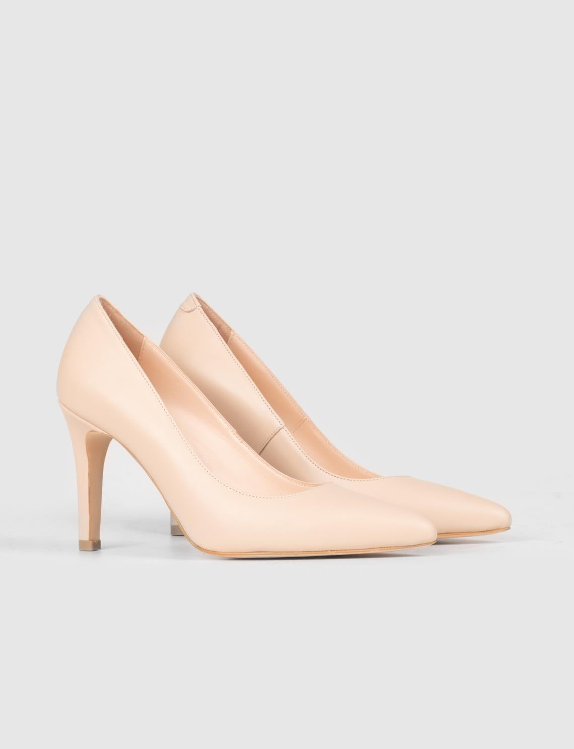 Genuine Leather Jurdan Sole Beige Women's Thin Heel Stiletto