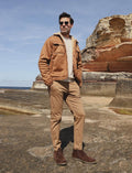 Genuine Leather Brown Lined Lace-up Zipper Men's Casual Boots