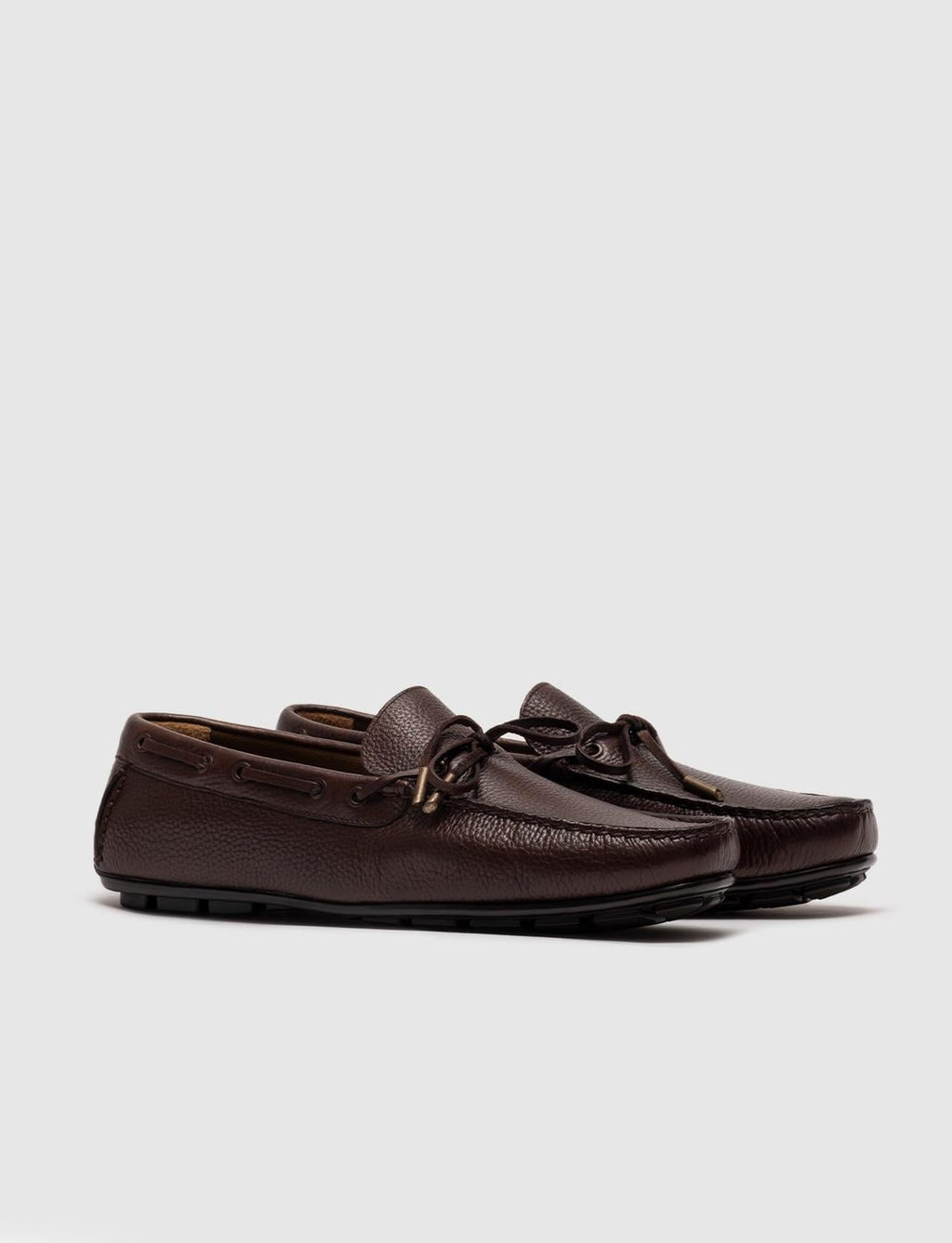 Genuine Leather Brown Men's Loafer Shoes with Lace-up Detail
