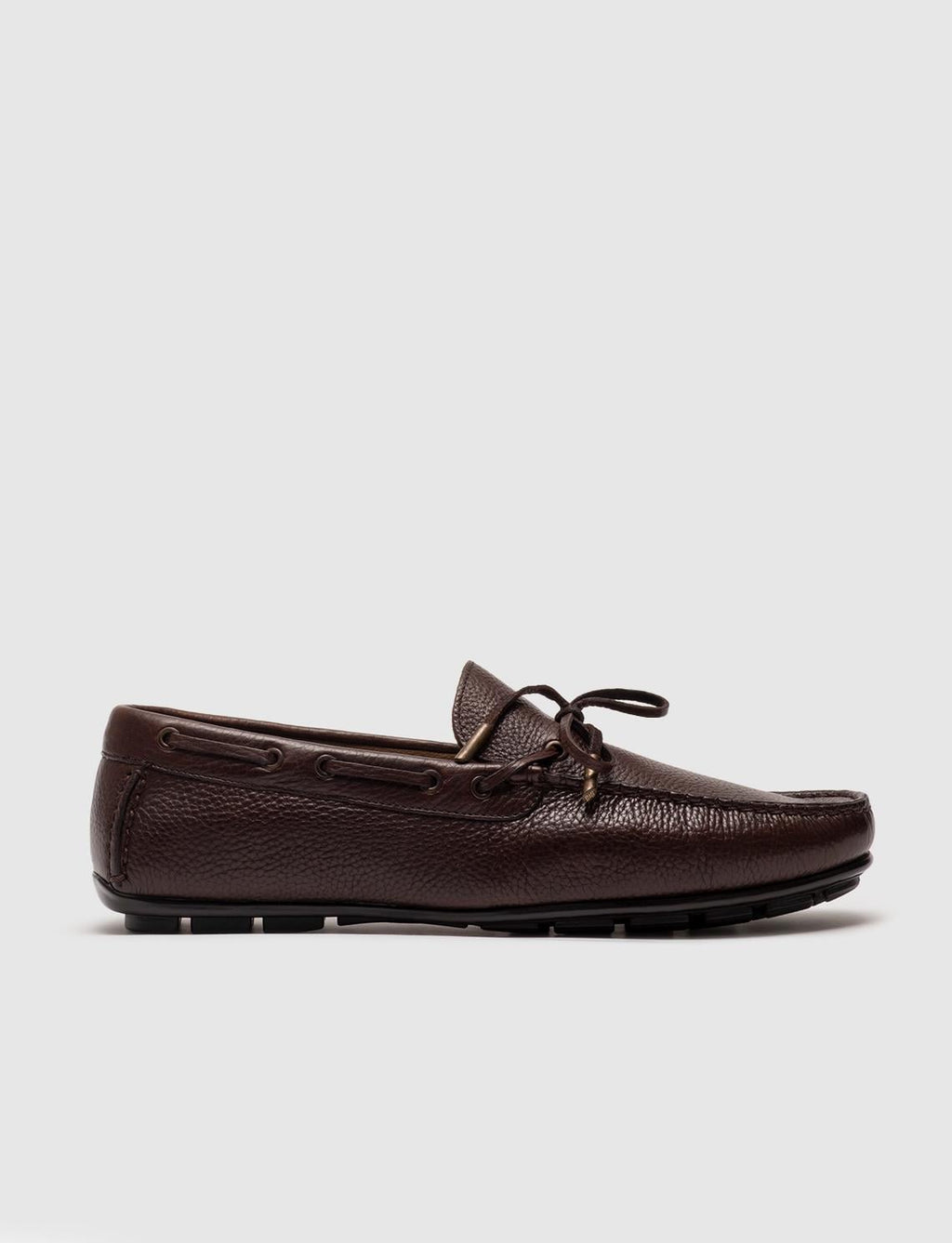 Genuine Leather Brown Men's Loafer Shoes with Lace-up Detail