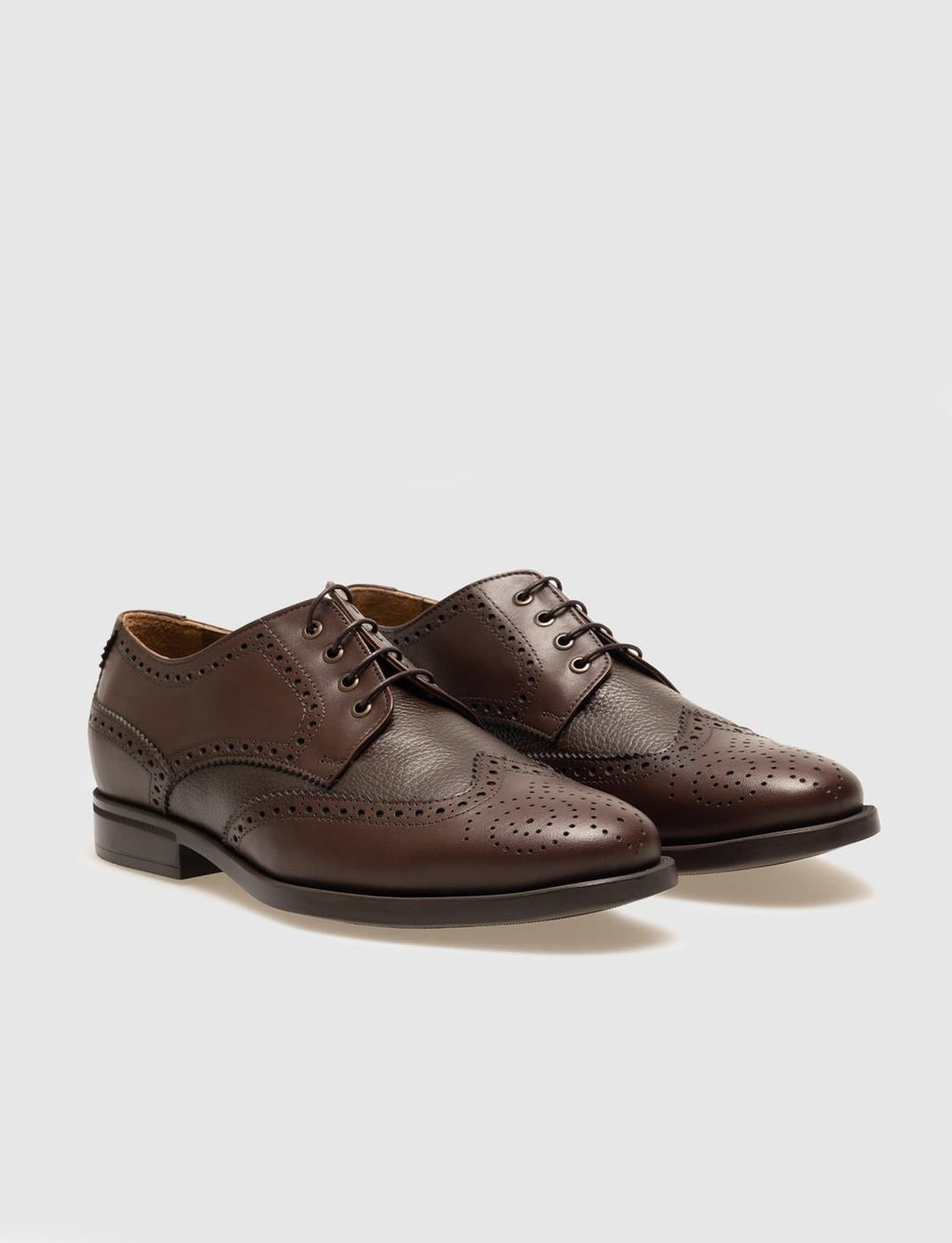 Genuine Leather Brown Lace-up Patterned Men's Casual Shoes