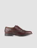Genuine Leather Brown Lace-up Patterned Men's Shoes