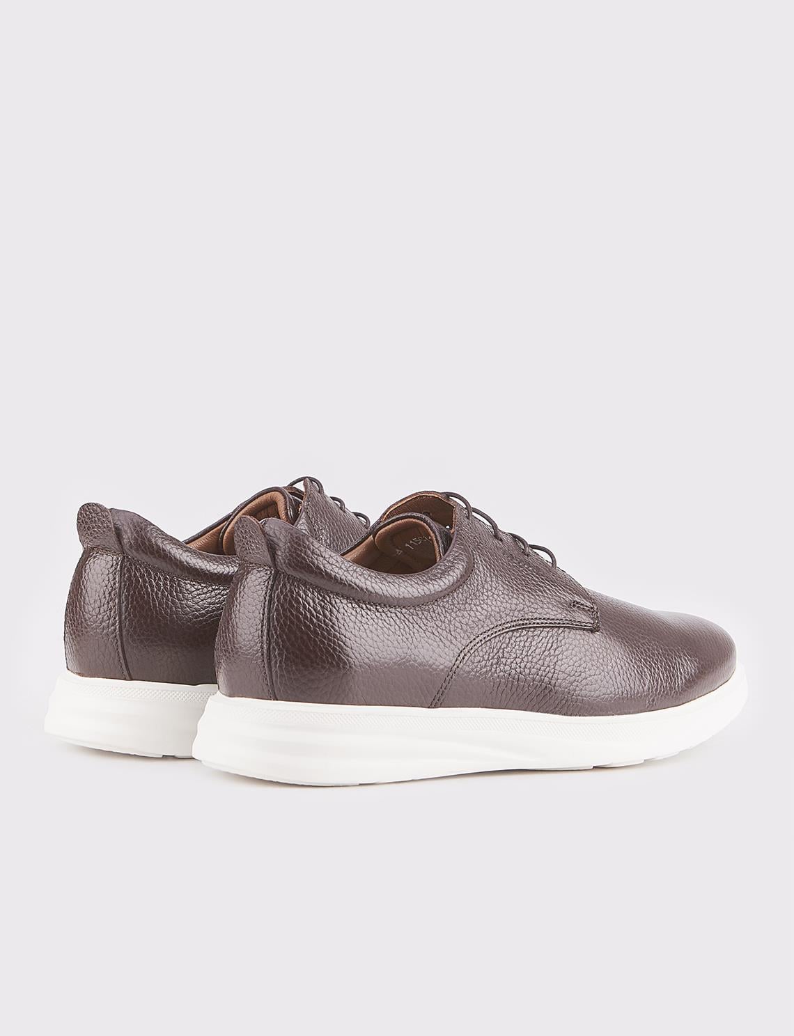 Genuine Leather Brown Lace-up Men's Casual Shoes with EVA Sole