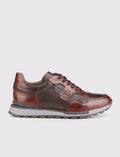 Genuine Leather Brown Lace-up Men's Athletic Shoes