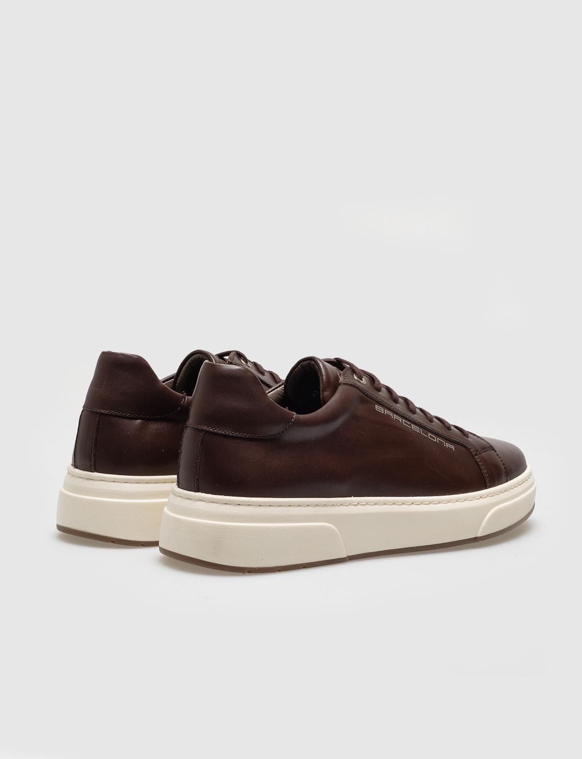 Genuine Leather Brown Lace-up Men's Athletic Shoes