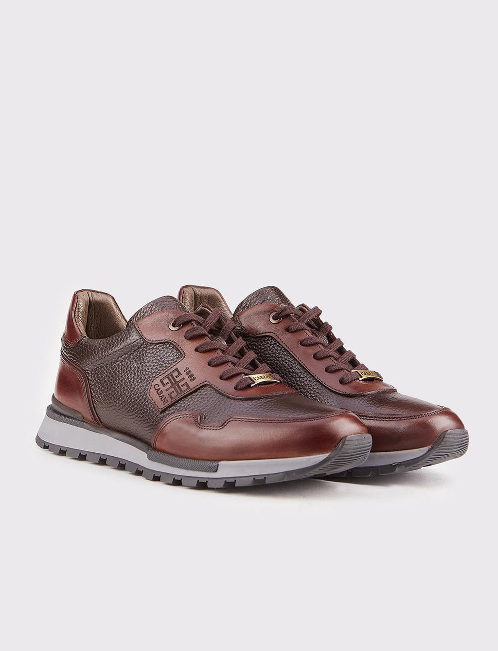 Genuine Leather Brown Lace-up Men's Athletic Shoes