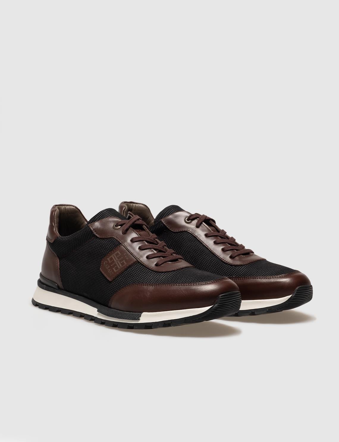 Genuine Leather Brown Lace-up Men's Athletic Shoes