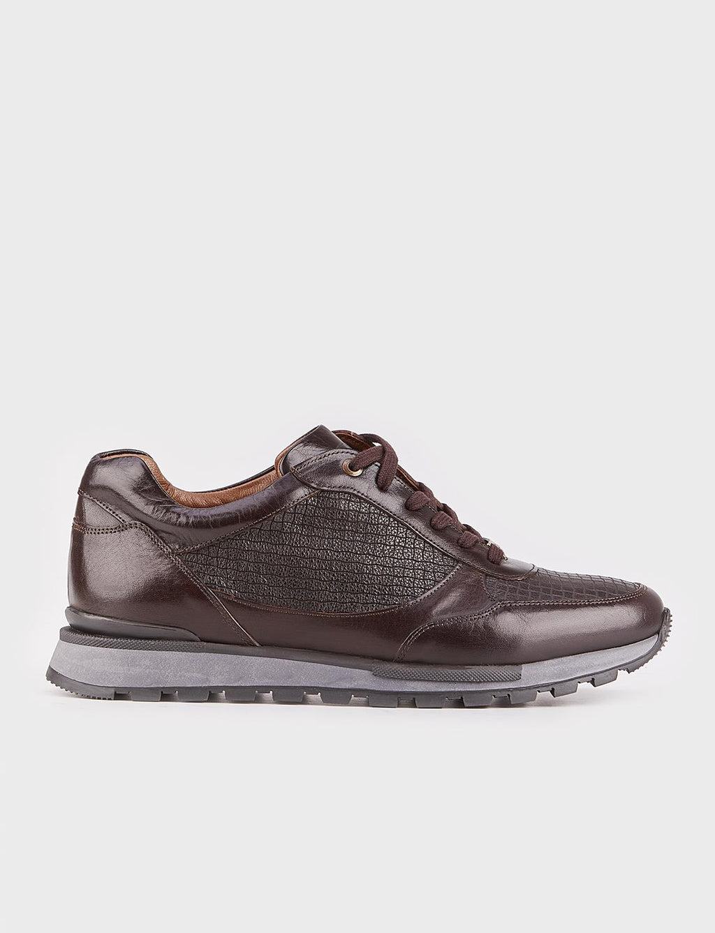 Genuine Leather Brown Lace-up Men's Athletic Shoes