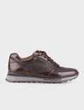 Genuine Leather Brown Lace-up Men's Athletic Shoes