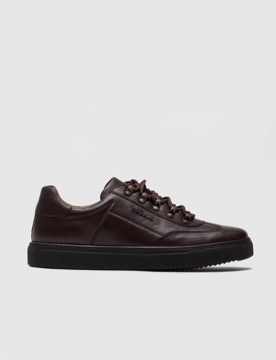 Genuine Leather Brown Lace-up Men's Athletic Shoes