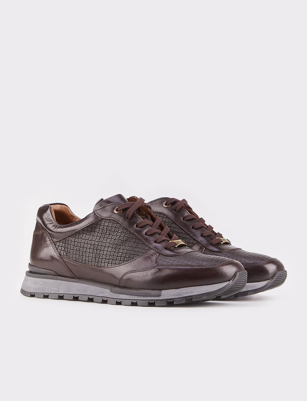 Genuine Leather Brown Lace-up Men's Athletic Shoes