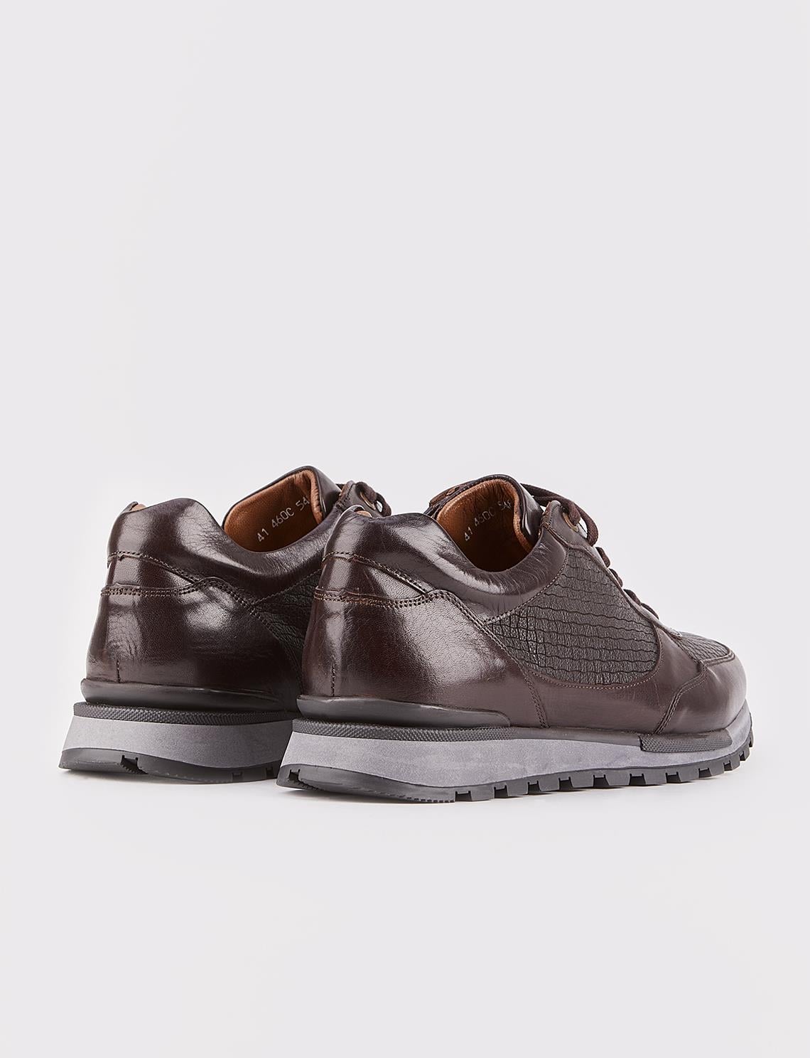Genuine Leather Brown Lace-up Men's Athletic Shoes