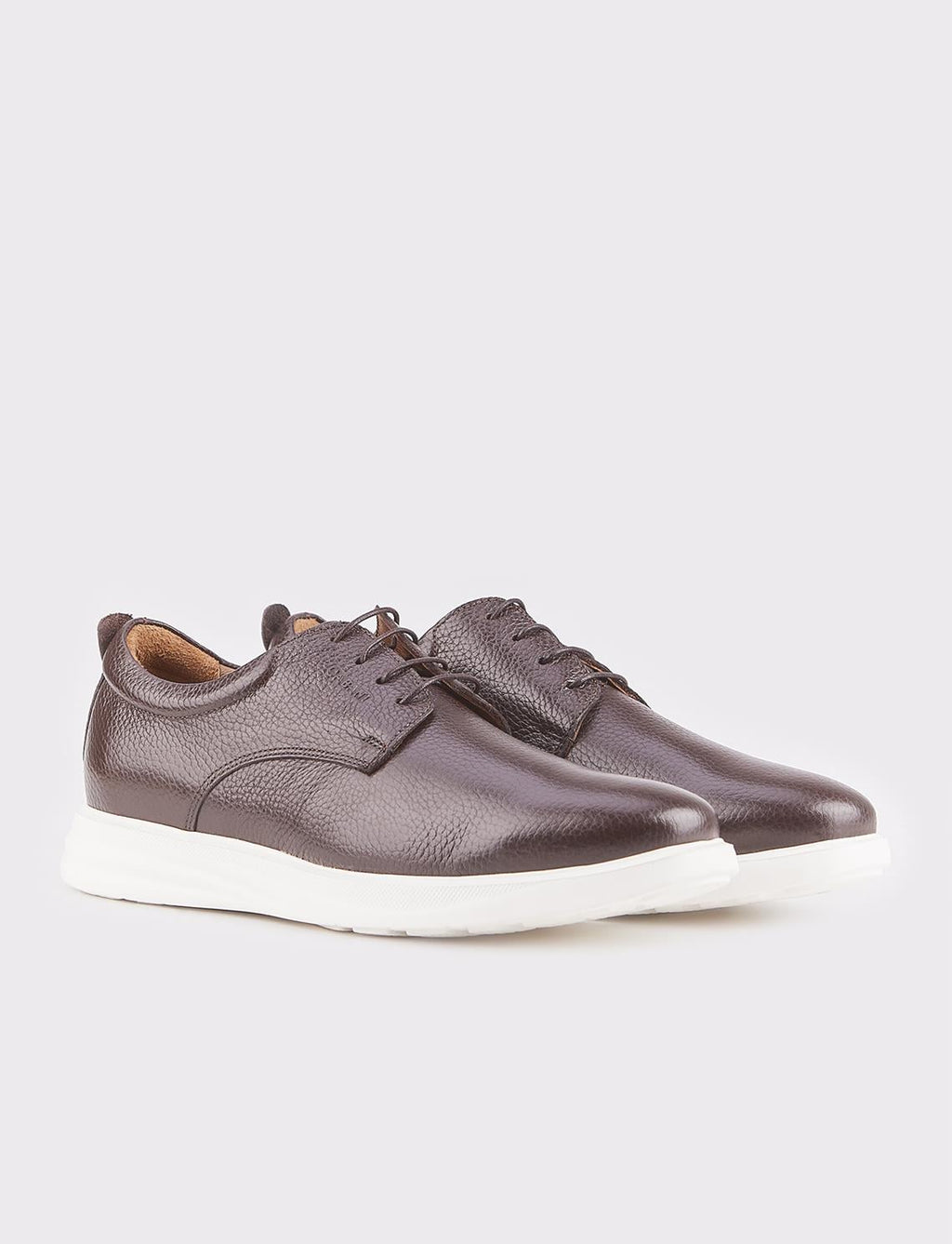 Genuine Leather Brown Lace-up Men's Casual Shoes with EVA Sole