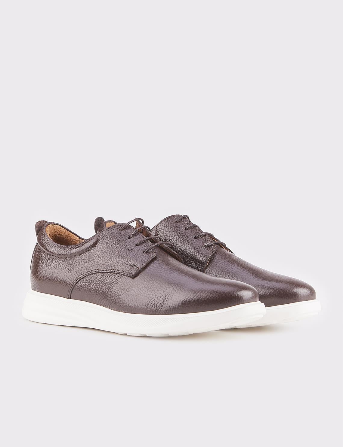Genuine Leather Brown Lace-up Men's Casual Shoes with EVA Sole