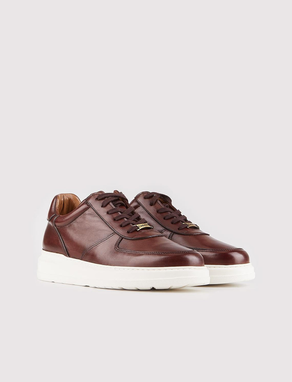 Genuine Leather Brown Lace-up Men's Athletic Shoes