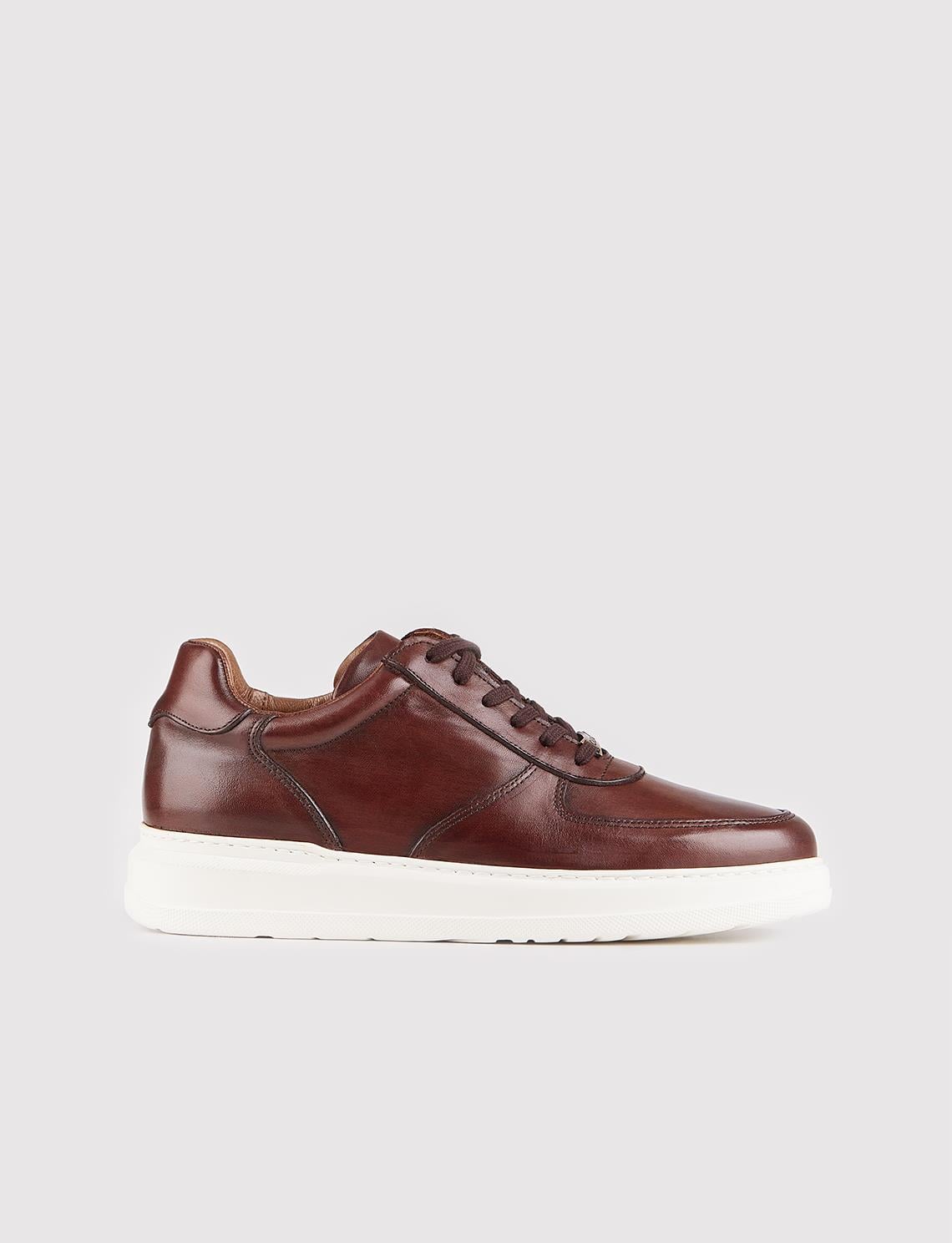 Genuine Leather Brown Lace-up Men's Athletic Shoes