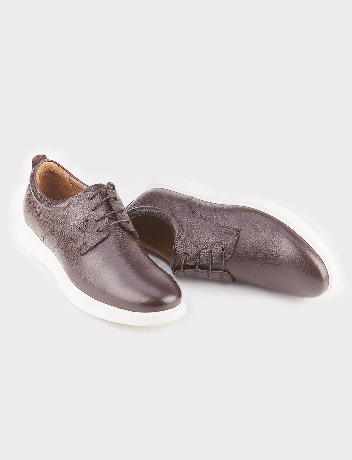 Genuine Leather Brown Lace-up Men's Casual Shoes with EVA Sole