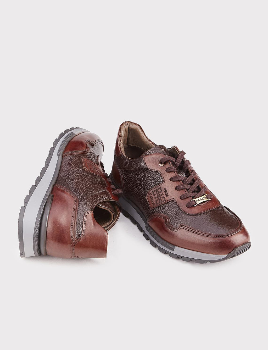 Genuine Leather Brown Lace-up Men's Athletic Shoes