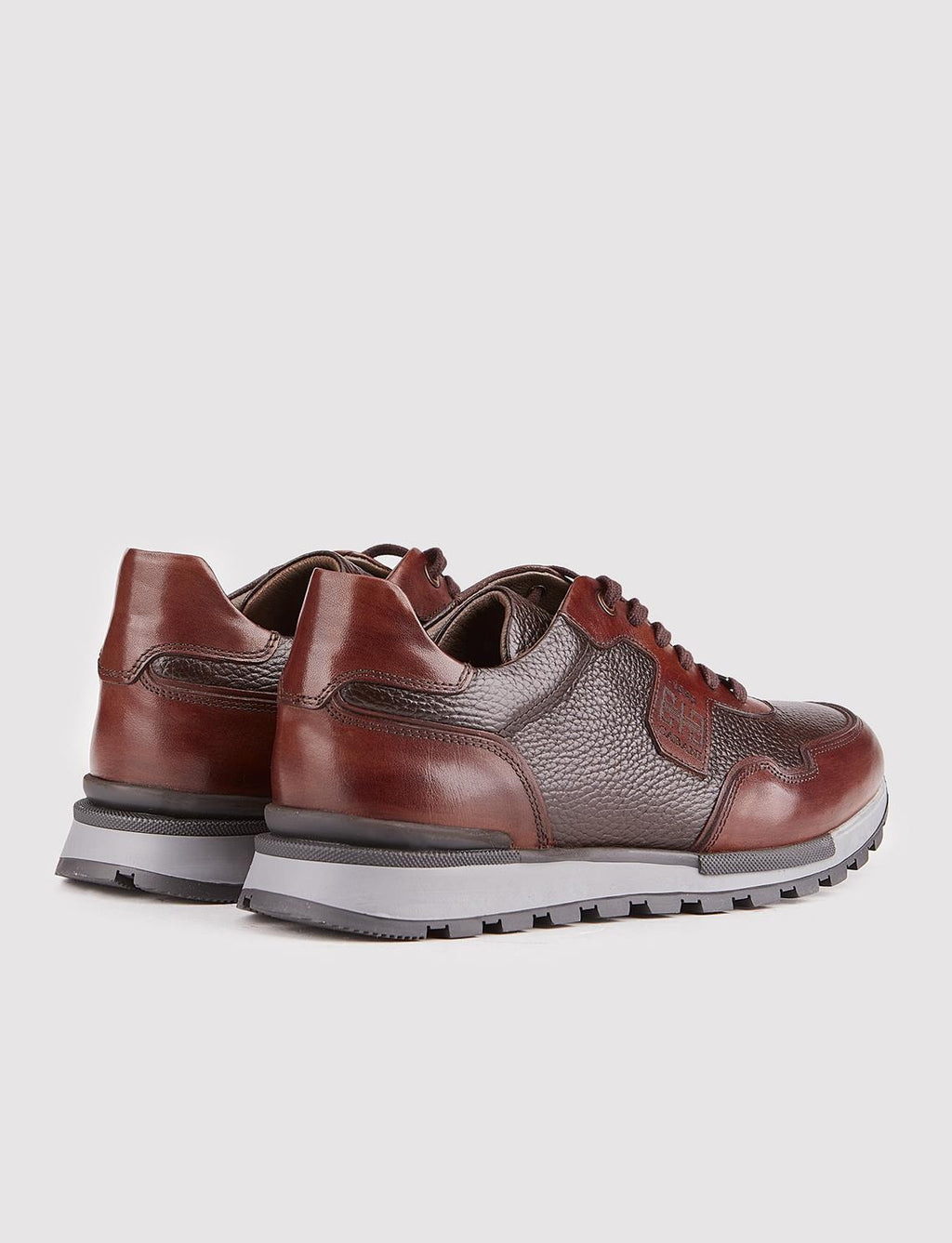 Genuine Leather Brown Lace-up Men's Athletic Shoes