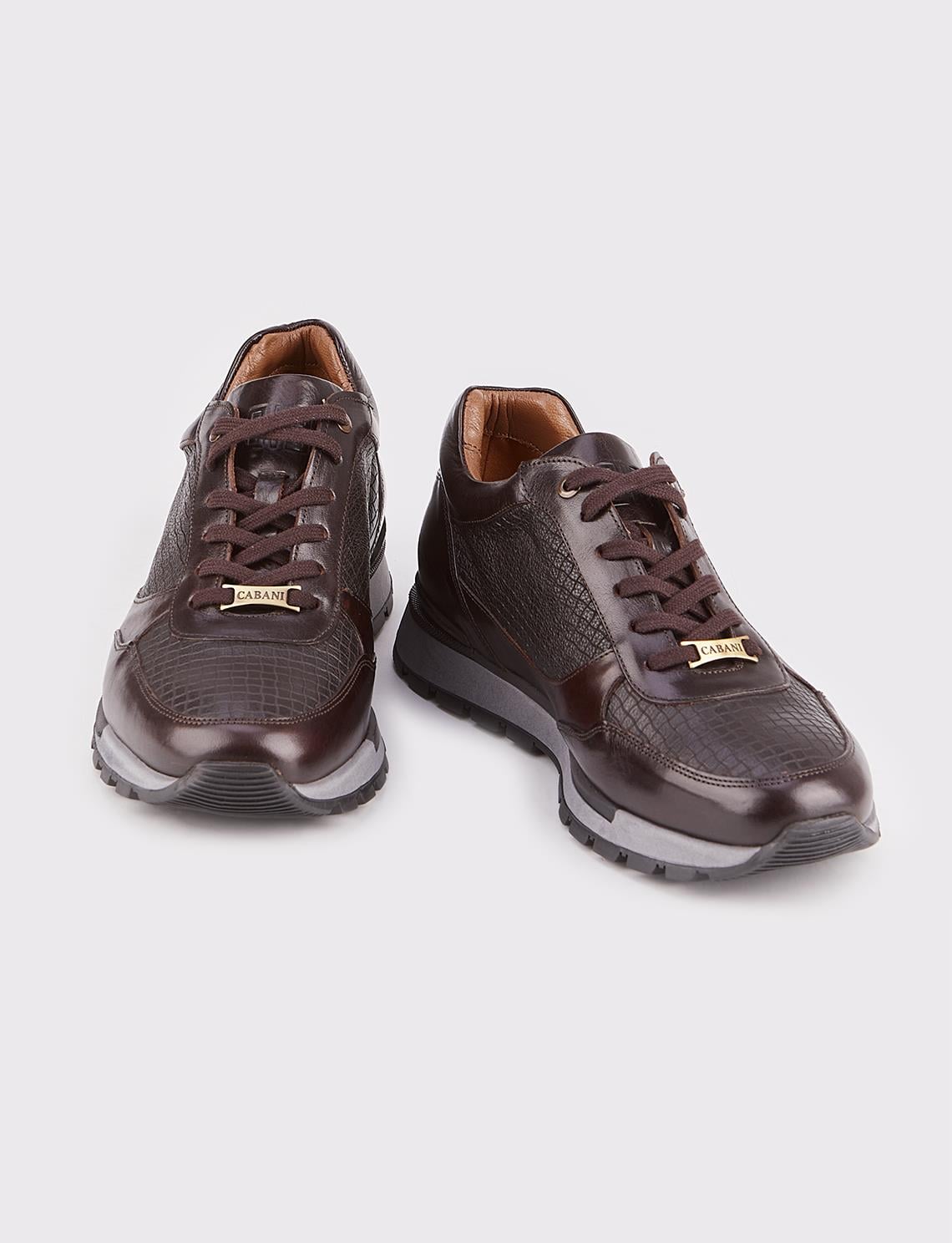Genuine Leather Brown Lace-up Men's Athletic Shoes