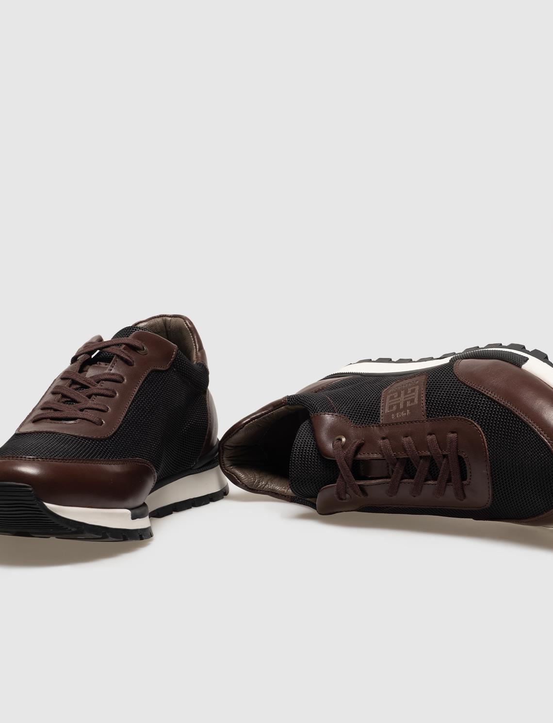 Genuine Leather Brown Lace-up Men's Athletic Shoes