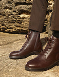 Genuine Leather Brown Lace-up Zipper Men's Winter Casual Boots