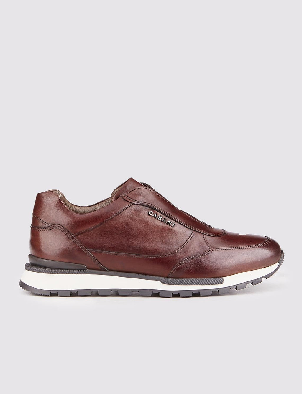 Genuine Leather Brown Light Rubber Sole Men's Athletic Shoes