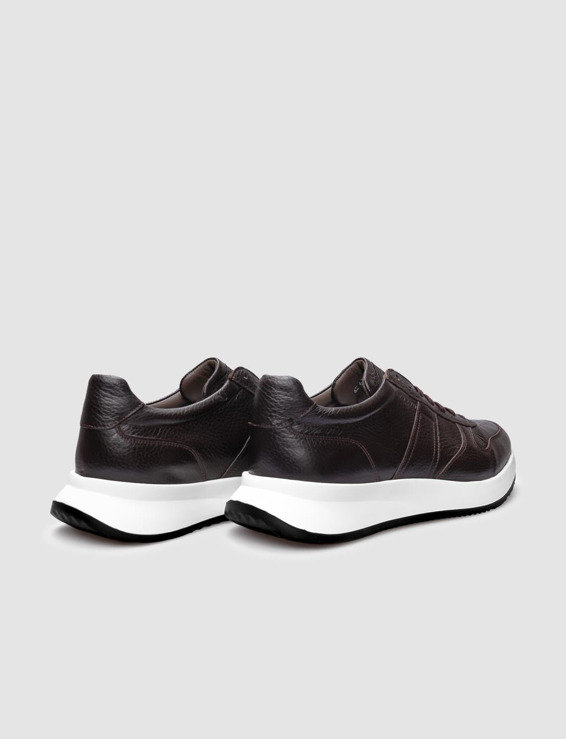 Genuine Leather Brown Lace-up Men's Athletic Shoes