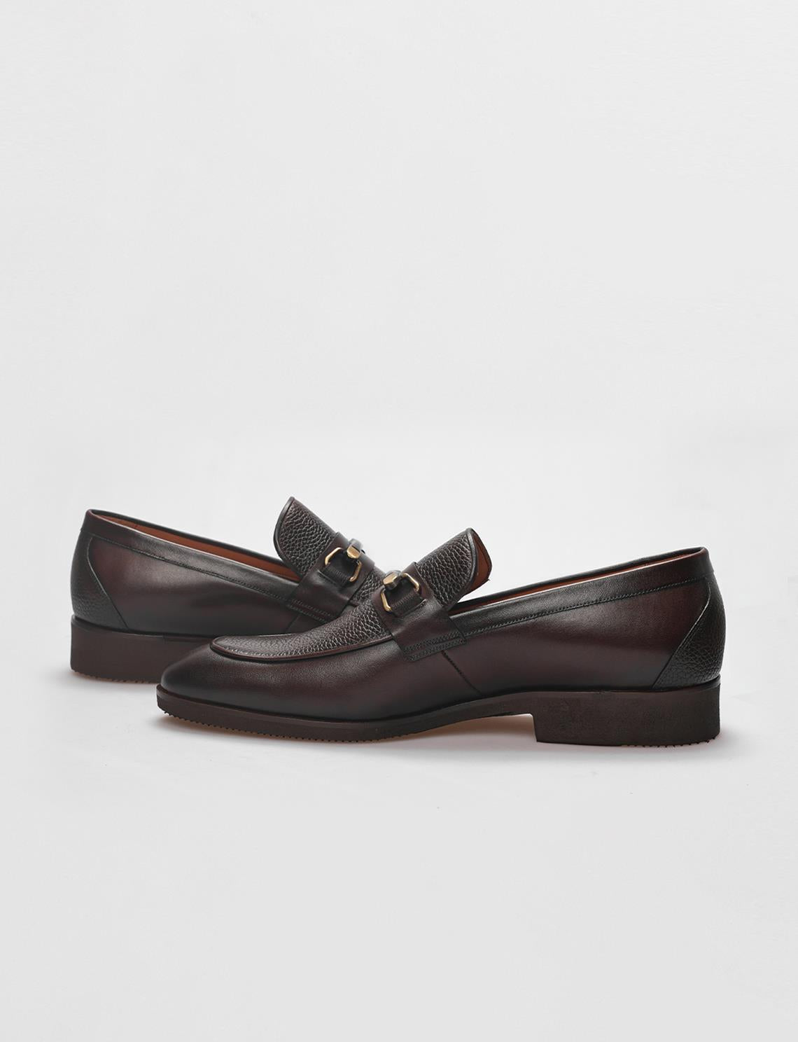 Genuine Leather Brown Buckle Men's Classic Shoes
