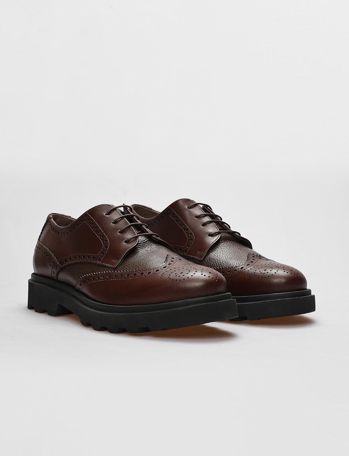 Genuine Leather Brown Lace-up Men's Casual Shoes