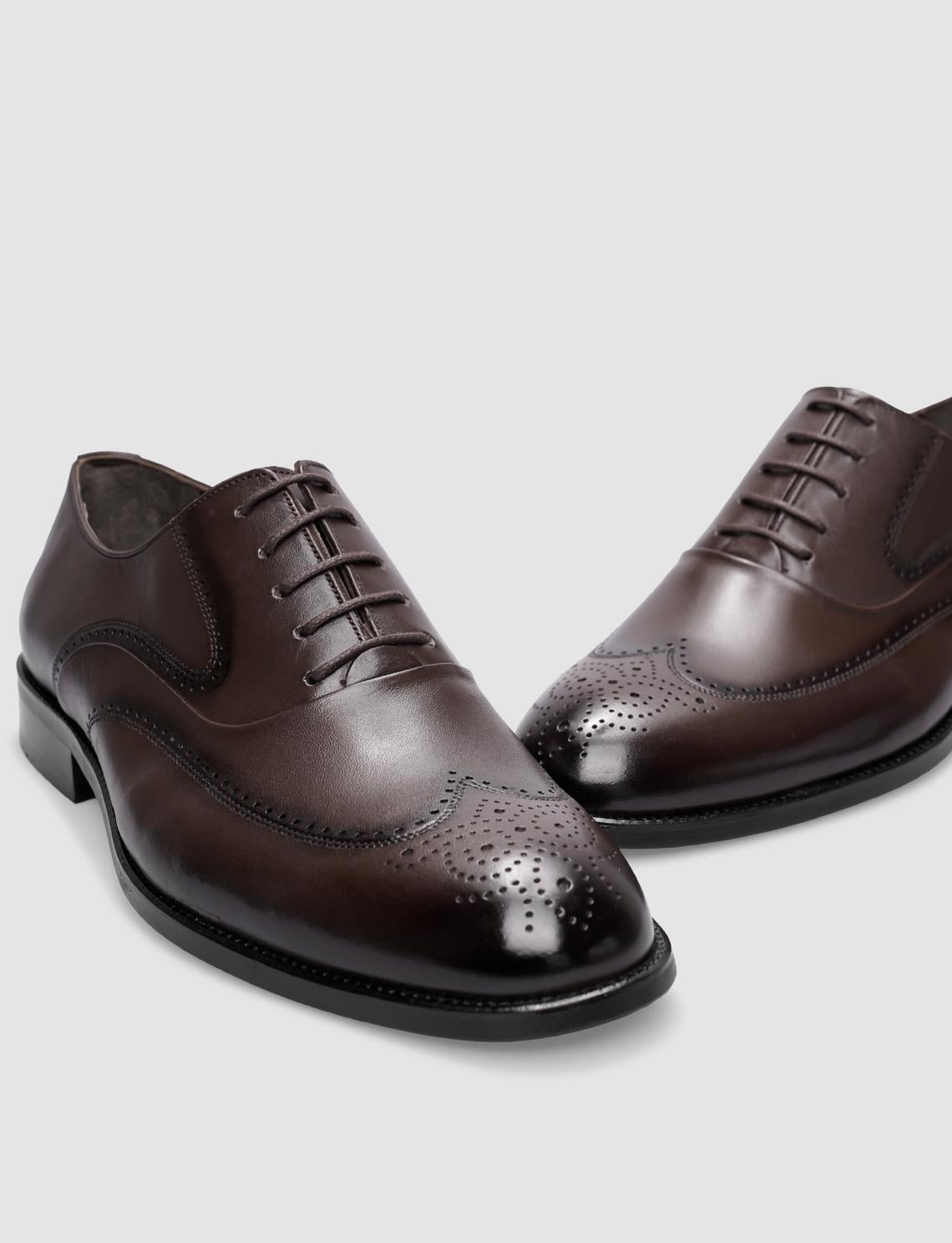Genuine Leather Brown Lace-up Men's Classic Shoes