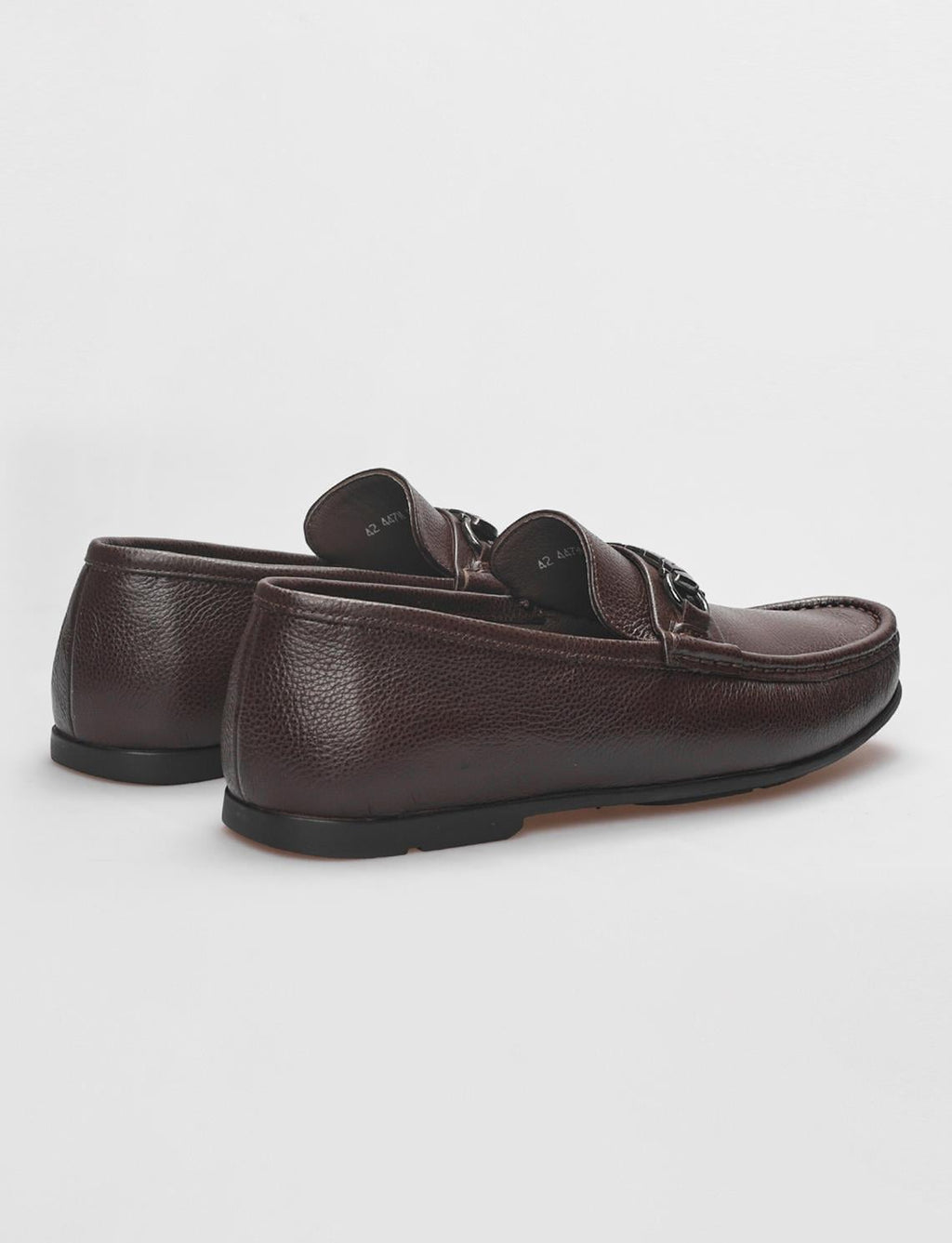 Genuine Leather Brown Buckle Men's Loafer