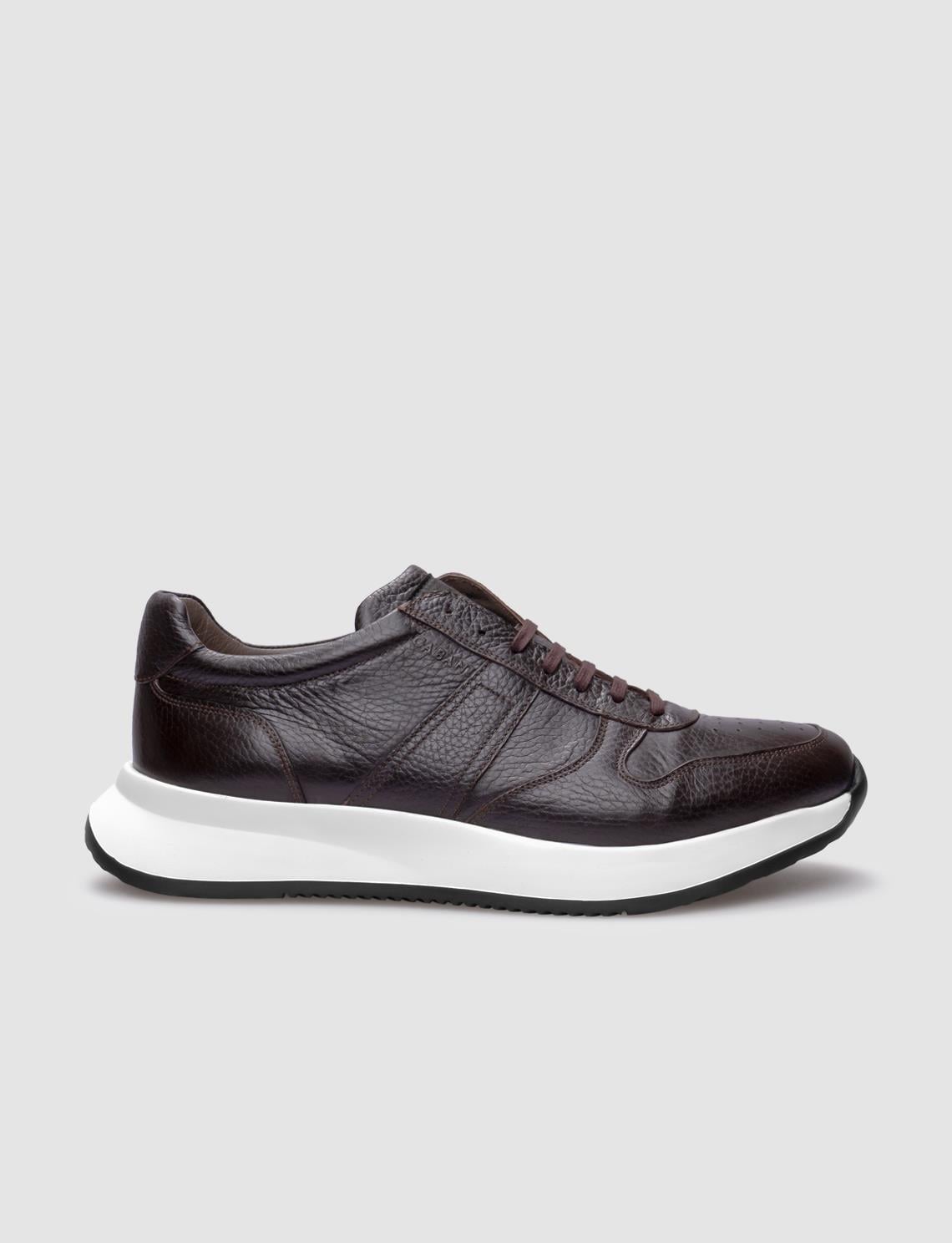 Genuine Leather Brown Lace-up Men's Athletic Shoes