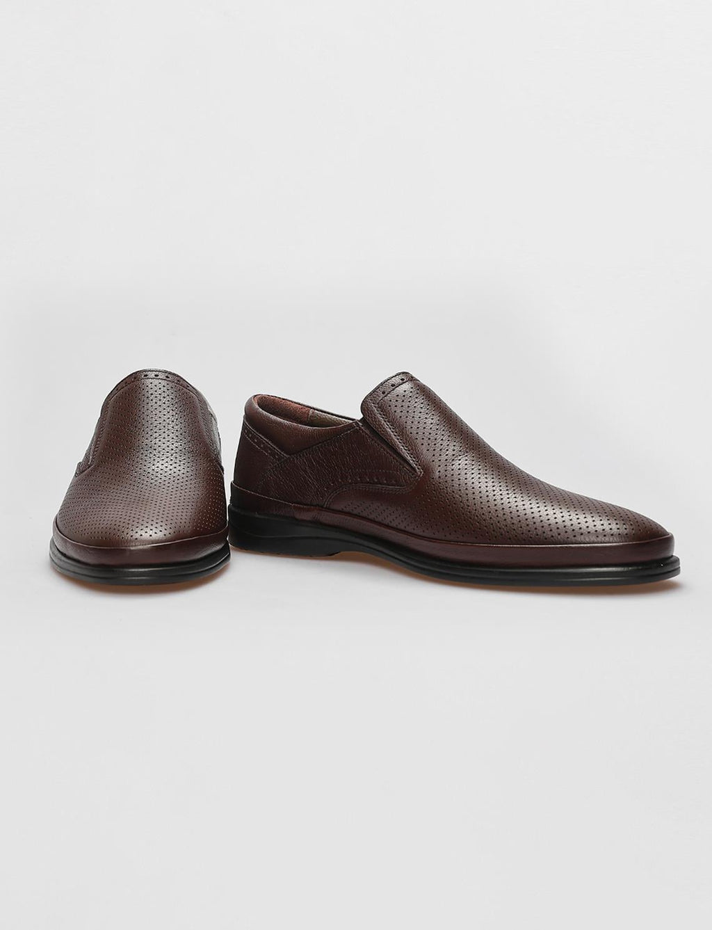 Genuine Leather Brown Laser Detail Men's Casual Shoes