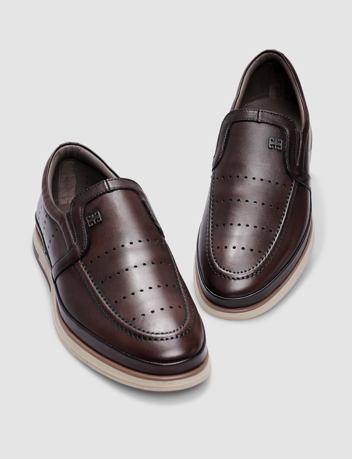 Genuine Leather Brown Men's Casual Shoes