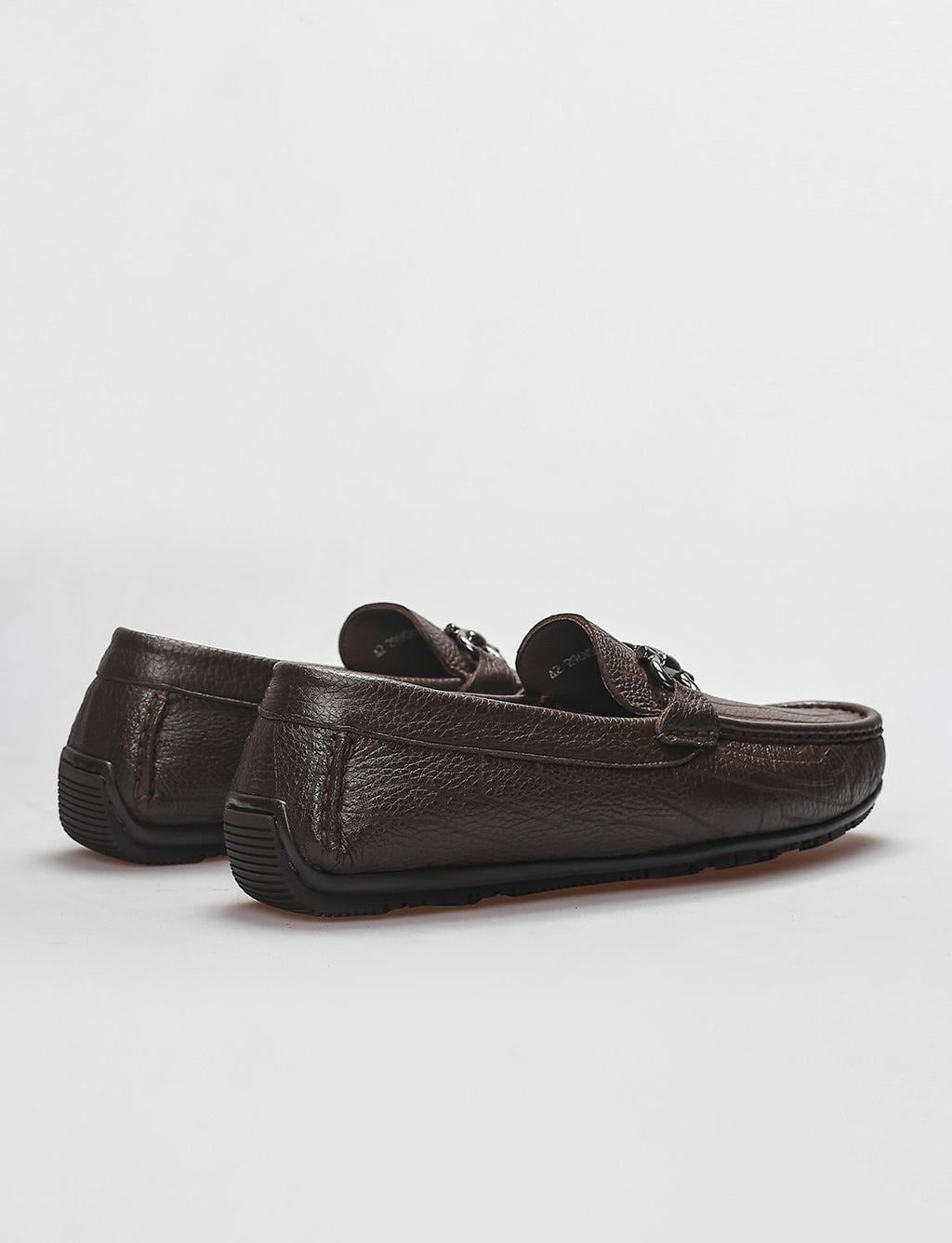 Genuine Leather Brown Men's Loafer with Buckle Detail