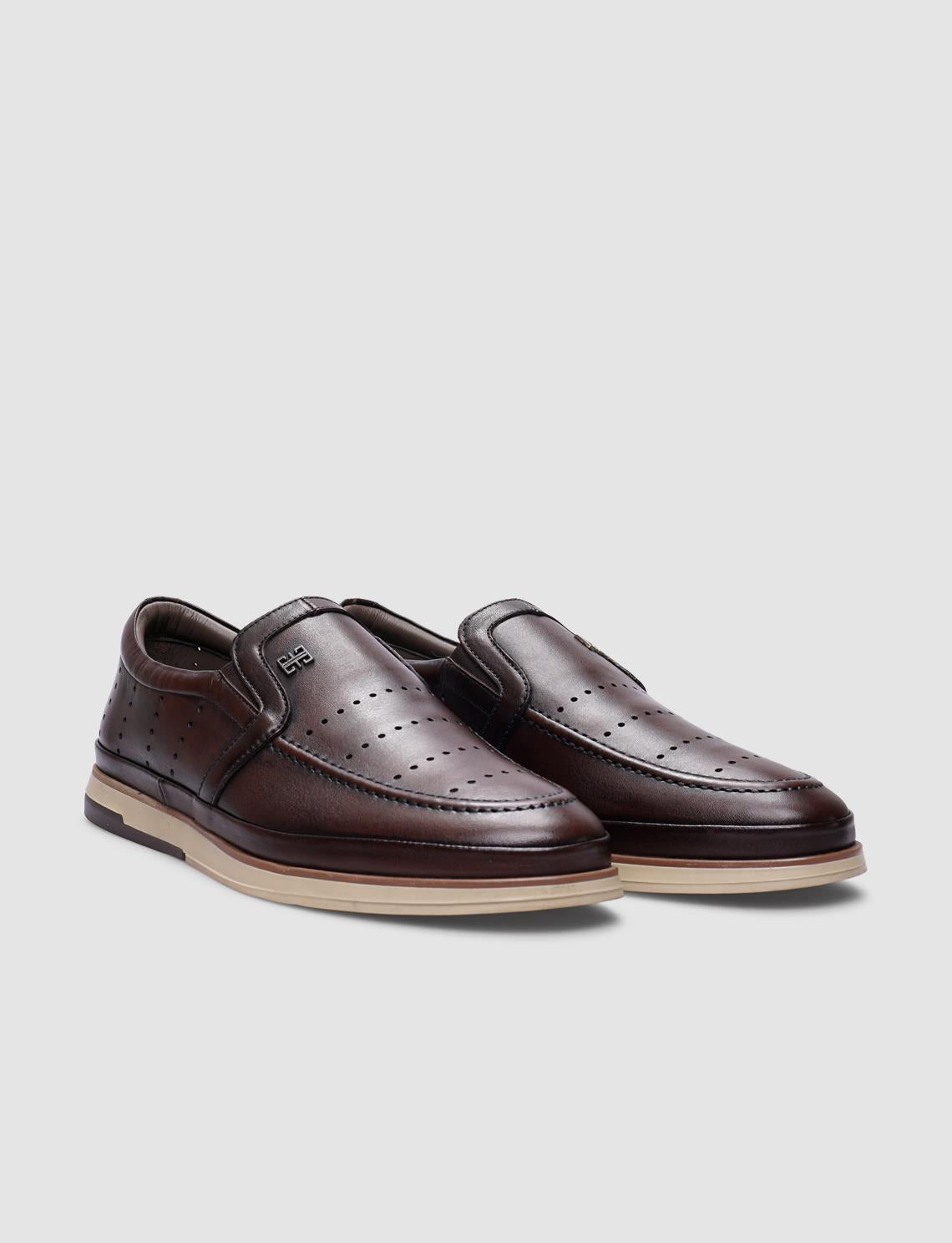 Genuine Leather Brown Men's Casual Shoes