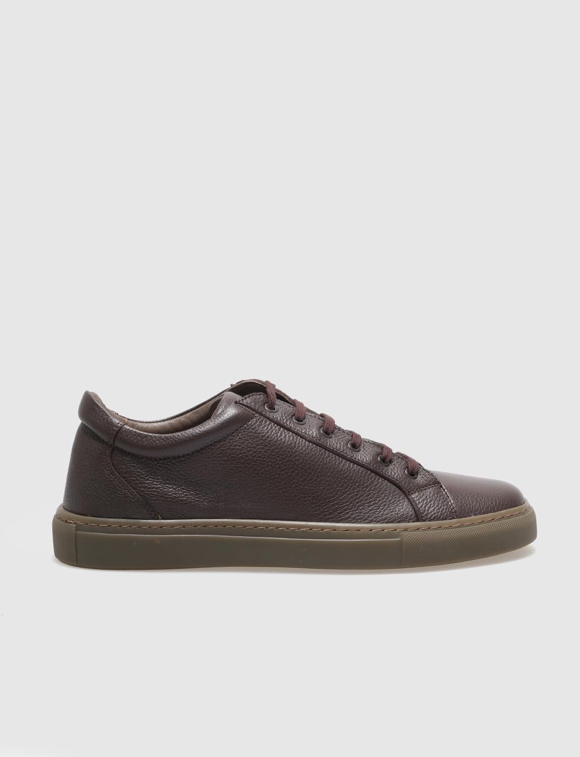 Genuine Leather Brown Lace-up Men's Sneaker