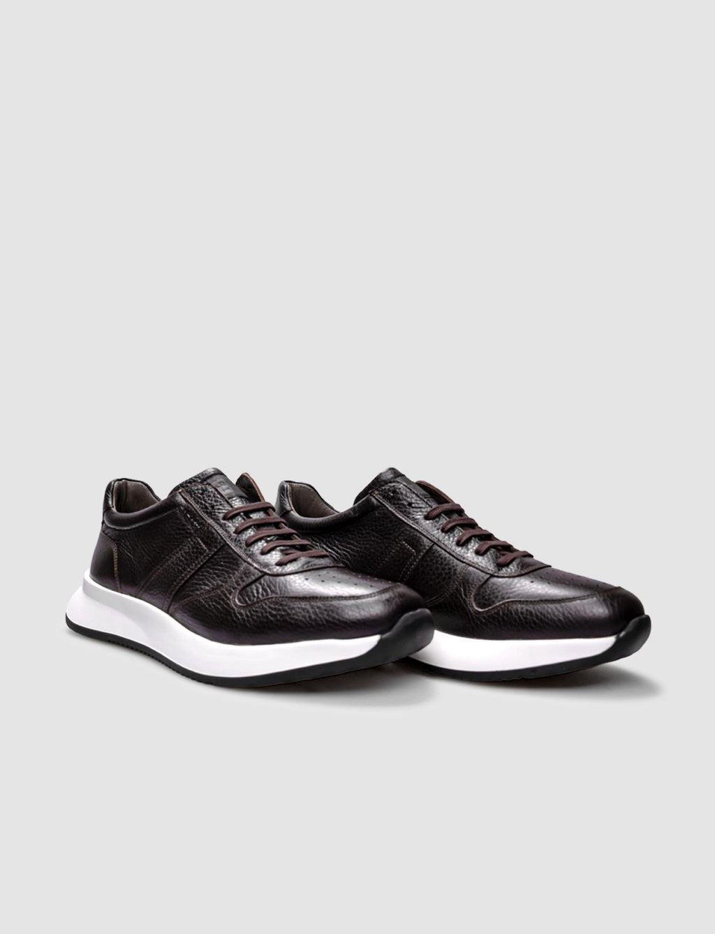 Genuine Leather Brown Lace-up Men's Athletic Shoes