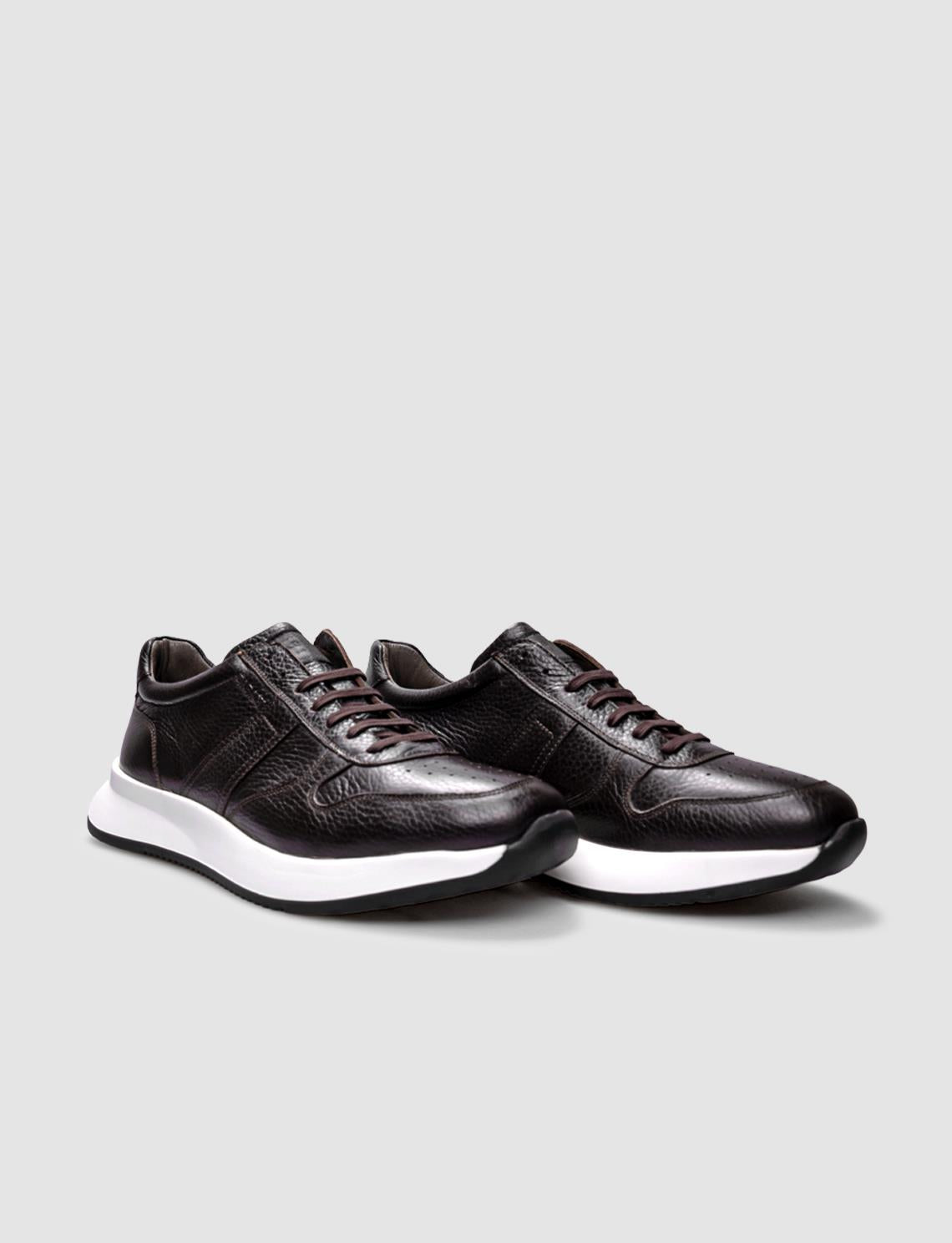Genuine Leather Brown Lace-up Men's Athletic Shoes