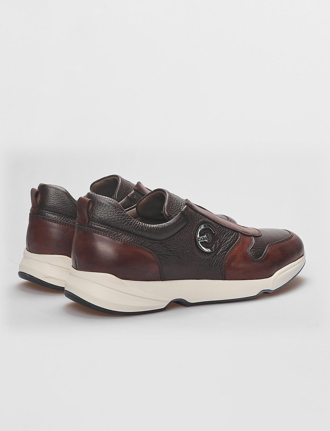 Genuine Leather Light Brown Men's Athletic Shoes