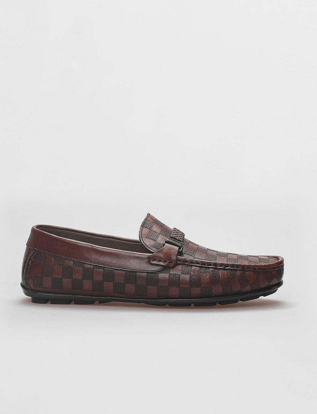 100% Genuine Leather Brown Buckle Detail Men's Loafer
