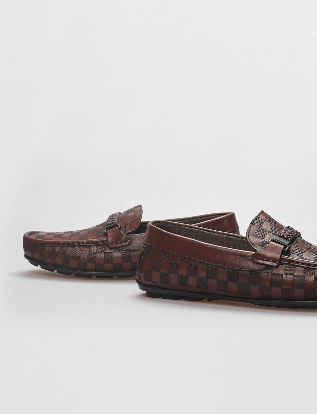 100% Genuine Leather Brown Buckle Detail Men's Loafer