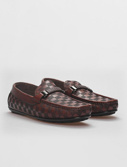 100% Genuine Leather Brown Buckle Detail Men's Loafer
