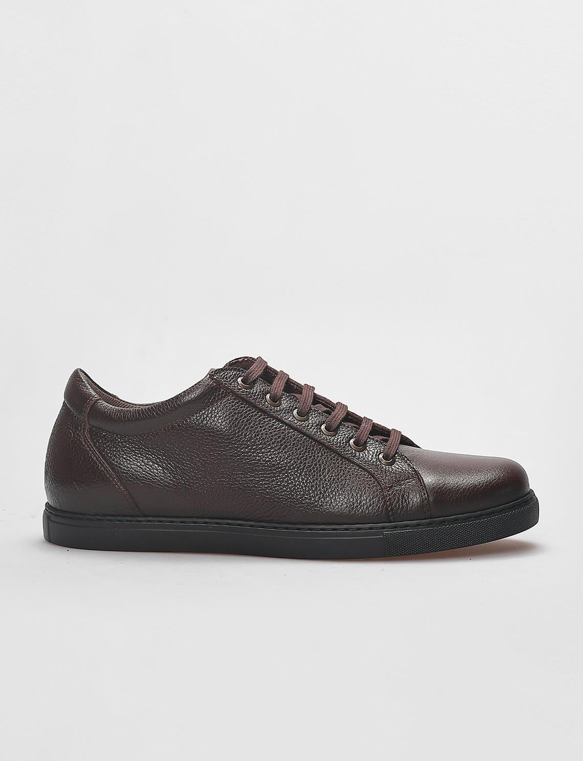 Genuine Leather Brown Lace-up Men's Sneaker
