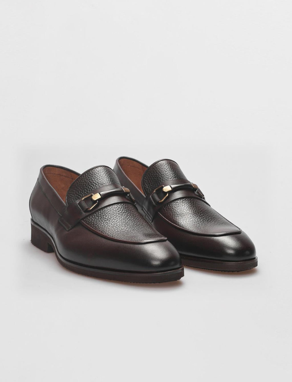 Genuine Leather Brown Buckle Men's Classic Shoes
