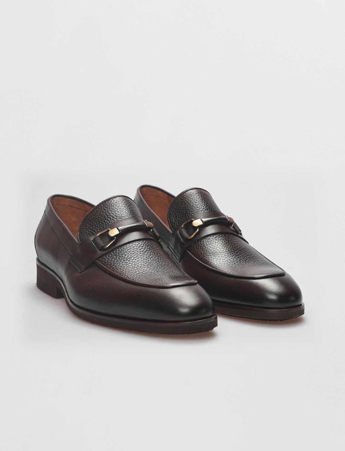 Genuine Leather Brown Buckle Men's Classic Shoes